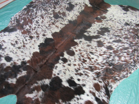 Crazy Speckled Tricolor Cowhide Rug Size: 7x6.7 feet M-1313