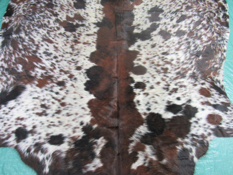 Crazy Speckled Tricolor Cowhide Rug Size: 7x6.7 feet M-1313