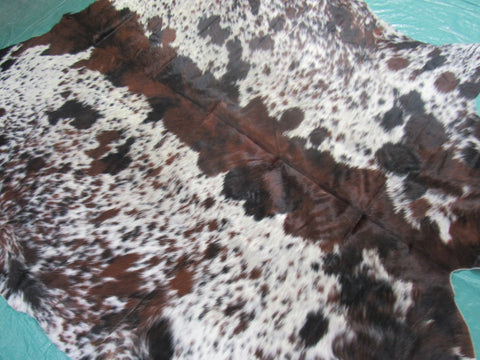 Crazy Speckled Tricolor Cowhide Rug Size: 7x6.7 feet M-1313