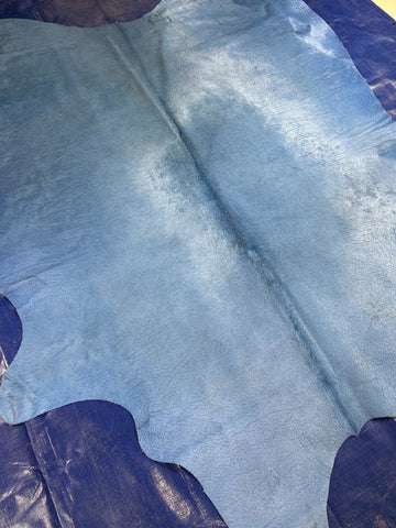 Dyed Light Blue Cowhide Rug - Size: 8x7.5 feet M-1570