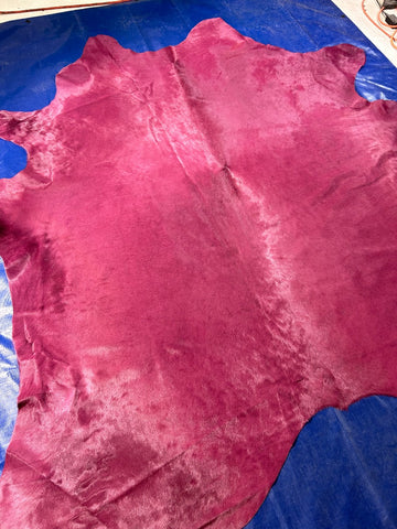 Dyed Magenta Cowhide Rug - Size: 7.5x8 feet M-1571