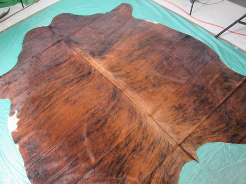 Cognac Brown Brindle Cowhide Rug - Size: 7.5x6.5 feet M-1322