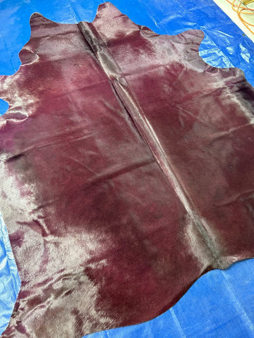 Dyed Grape Purple Cowhide Rug - Size: 7.2x7 feet M-1573