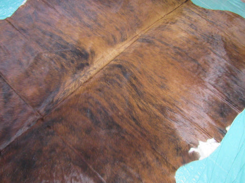 Cognac Brown Brindle Cowhide Rug - Size: 7.5x6.5 feet M-1322