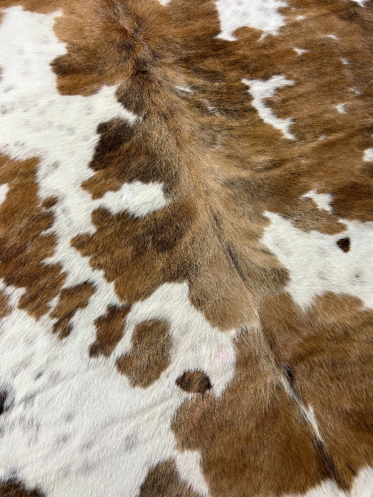 Light Tricolor Cowhide Rug - Size: 7x6 feet M-1577