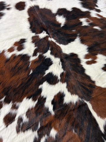 Tricolor Speckled Cowhide Rug (longish hair) - Size: 7x6 feet M-1578