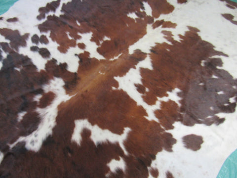 Dark Brown Tricolor Cowhide Rug Size: 7x6.2 feet M-1333