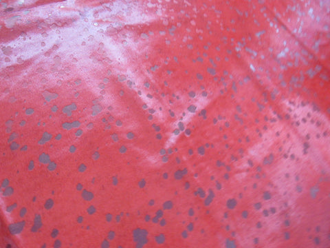 Dyed Red with Acid Wash Devore Cowhide Rug - Size: 7.25x6.75 feet C-1382
