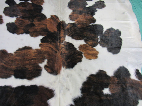 Gorgeous Tricolor Cowhide Rug Size: 8x7 feet M-1337