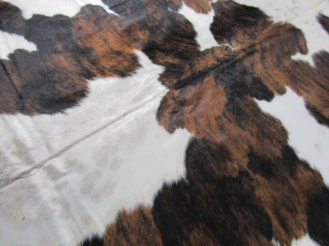 Gorgeous Tricolor Cowhide Rug Size: 8x7 feet M-1337