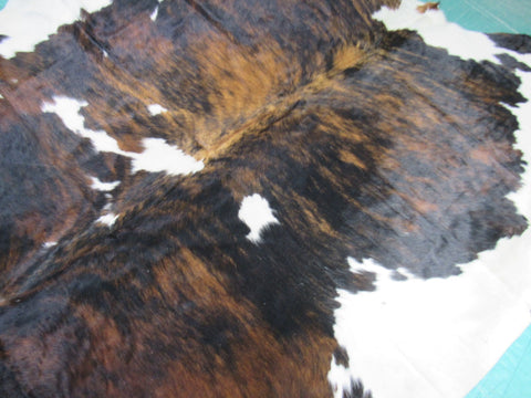 Gorgeous Huge Tricolor Cowhide Rug Size: 8x7 feet M-1339