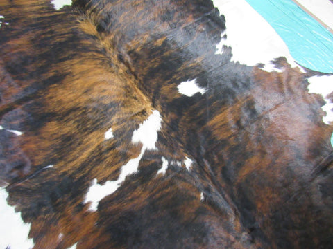 Gorgeous Huge Tricolor Cowhide Rug Size: 8x7 feet M-1339