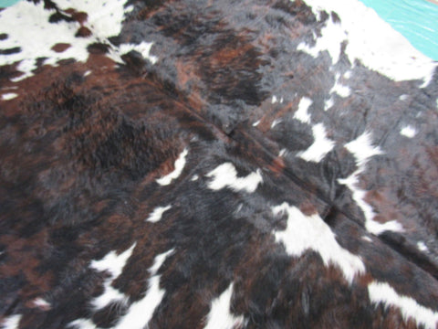 Tricolor Cowhide Rug (well destributed) Size: 7x6.7 feet M-1340