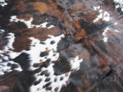 Beautiful Tricolor Cowhide Rug (not much white) Size: 7x7 feet M-1342