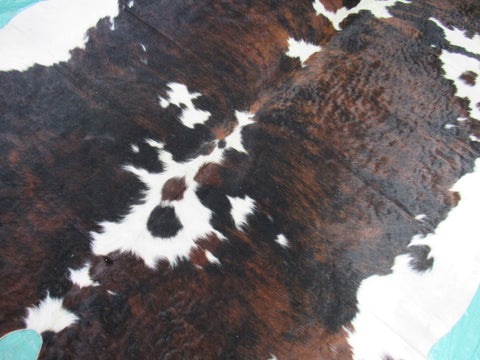 Huge Tricolor Cowhide Rug Size: 7.2x7.5 feet M-1347