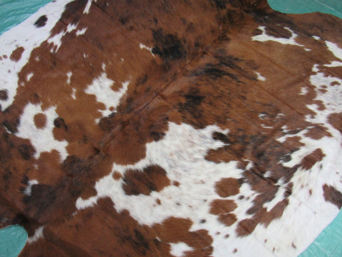 Speckled Tricolor Cowhide Rug (lighter tones) - Size: 6.7x6.5 feet M-1351