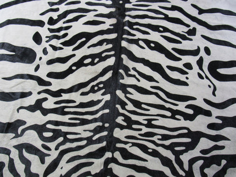 Light Grey Brindle Siberian Tiger Cowhide Rug Size: 8x6.5 feet O-1132
