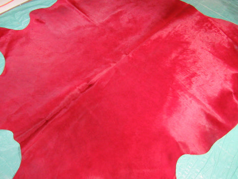 Dyed Red Cowhide Rug (with BACKING) - Size: 7.7x7.5 feet C-1667