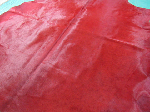 Dyed Red Cowhide Rug (with BACKING) - Size: 7.7x7.5 feet C-1667