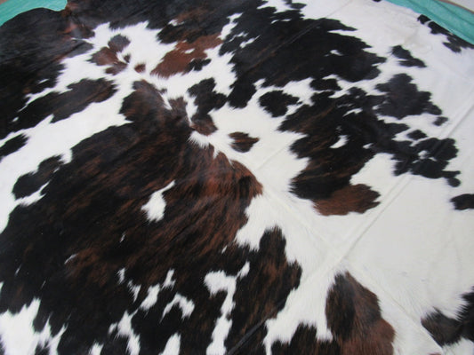 Tricolor Cowhide Rug (fire brand) Size: 7x7 feet M-1387