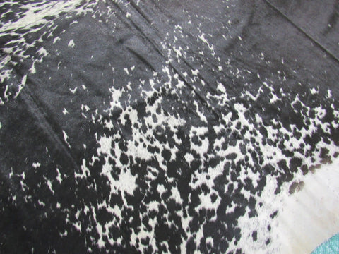 Huge Black & White Cowhide Rug with Awesome Dorsal Line Size: 8x6.7 feet M-1401