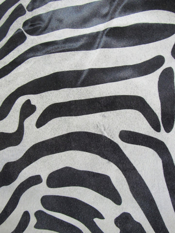 Zebra Print Cowhide Rug (Background is a bit grey) Size: 7x6 feet M-1414