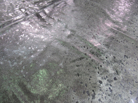 Pewter Metallic Acid Washed Cowhide Rug (background is natural grey) Size: 7.25x6.5 feet C-1416