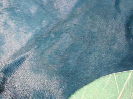 Dyed Turquoise Cowhide Rug (fire brand) Size: 7.5x7 feet M-1419
