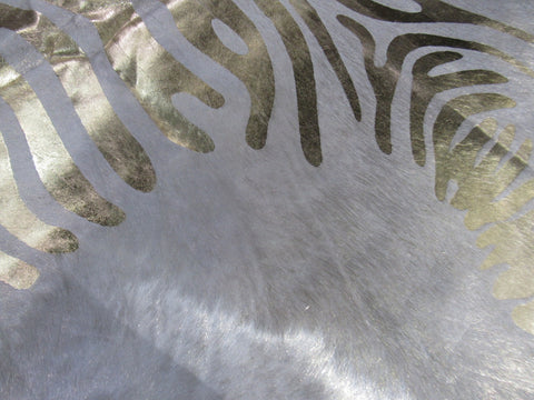 Gold Zebra Print Cowhide Rug Size: 7 3/4' X 7' Beige/Gold Zebra Acid Washed Cowhide Rug C-1419