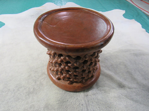 African Bamileke Stool Carved Wood Stool from Cameroon Size: 14" X 14"X 14" inches