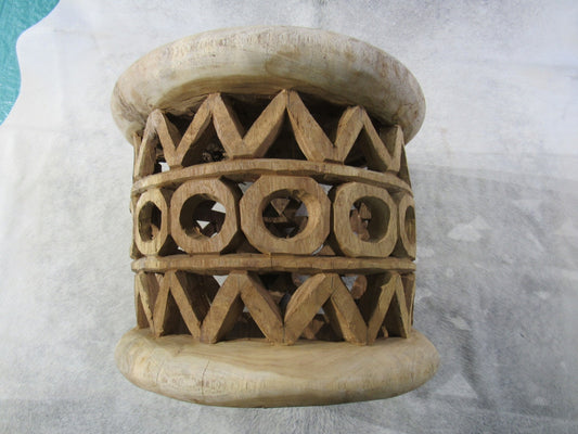 African Bamileke Stool Carved Wood Stool from Cameroon Size: 20" X 20X 16"" inches