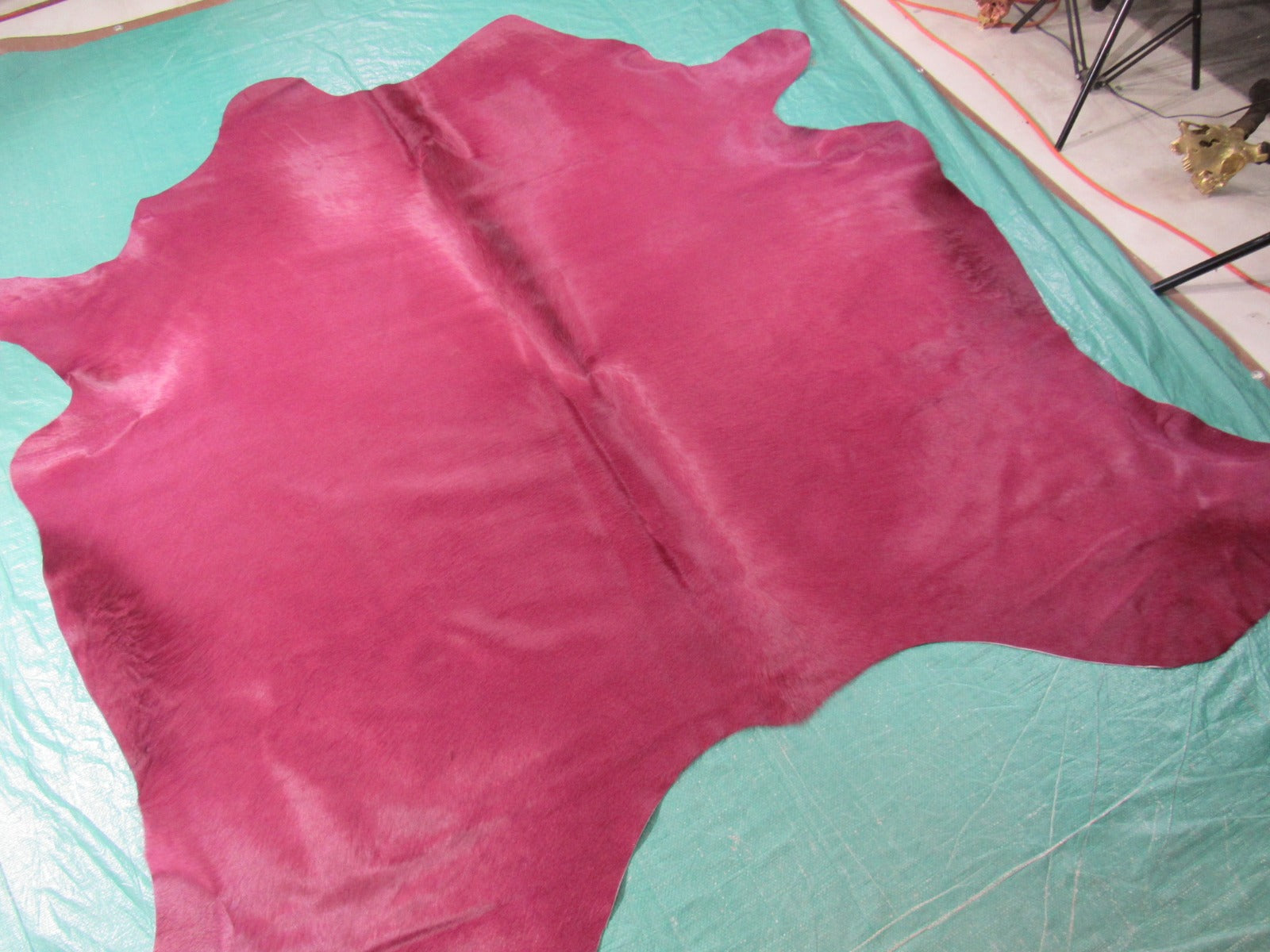 Dyed Fuchsia Cowhide Rug - Size: 6.2x7 feet M-1426