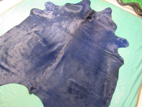 Dyed Dark Blue Cowhide Rug Size: 8x6.5 feet M-1429