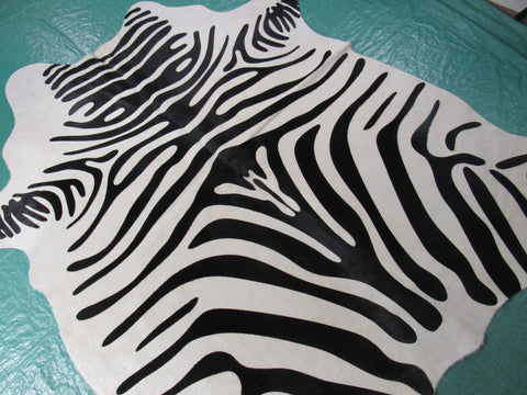 Small Zebra Cowhide Rug (one small patch/ light background & nice hair) Size: 6x5.2 feet M-1439