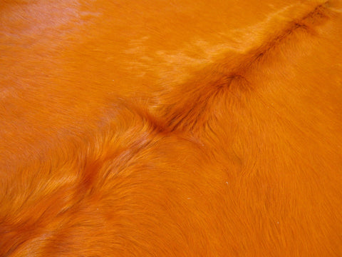 Dyed Orange Cowhide Rug (Gorgeous/ has a tiny hole) Size: 8 1/4x7 feet C-1427