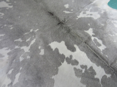 Grey and White Speckled Cowhide Rug - Size: 7' x 6 1/2' C-1428