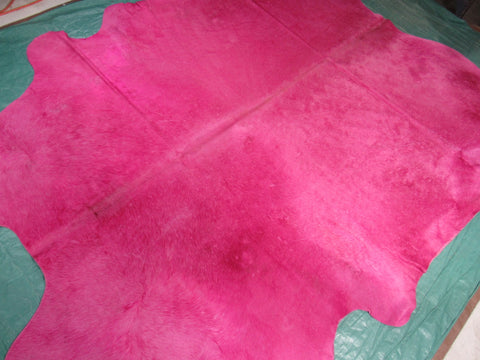 Dyed Pink Cowhide Rug - Size: 8' x 7' C-1686