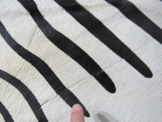 African Zebra Print Cowhide Rug (some natural scratches) Size: 7x6 feet A-1882