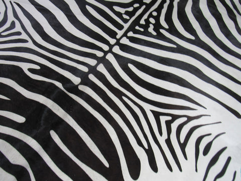 African Zebra Print Cowhide Rug (some natural scratches) Size: 7x6 feet A-1882