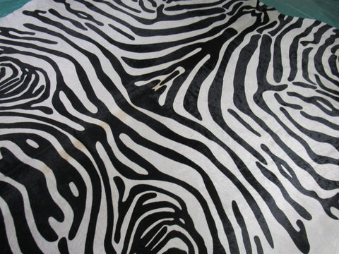 Beautiful & Huge Upholstery Zebra Cowhide Rug (1 stitch) Size: 7.5x6.5 feet C-1689