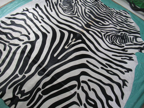 Beautiful & Huge Upholstery Zebra Cowhide Rug (1 stitch) Size: 7.5x6.5 feet C-1689