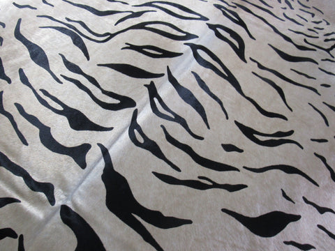 Gorgeous Tiger Print Cowhide Rug (beautiful and shiny hair/perfecy quality) Size: 7.2x6.2 feet C-1690