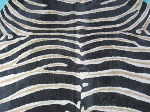 Genuine Zebra Cowhide Rug (inner stripes are BROWN) Size: 7x6 feet M-1441