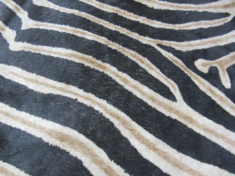 Genuine Zebra Cowhide Rug (inner stripes are BROWN) Size: 7x6 feet M-1441