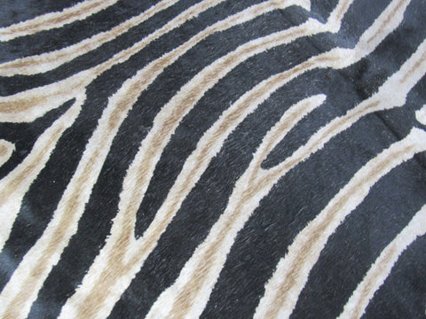 Genuine Zebra Cowhide Rug (inner stripes are BROWN) Size: 7x6 feet M-1441