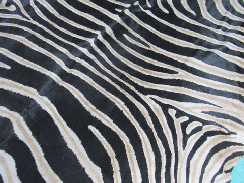 Genuine Zebra Print Cowhide Rug Size: 6 3/4' X 6' Black Stripes, Grey/Light Brown Inner Stripes Zebra Print Cowhide Rug B-200