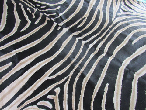 Genuine Zebra Print Cowhide Rug Size: 6 3/4' X 6' Black Stripes, Grey/Light Brown Inner Stripes Zebra Print Cowhide Rug B-200