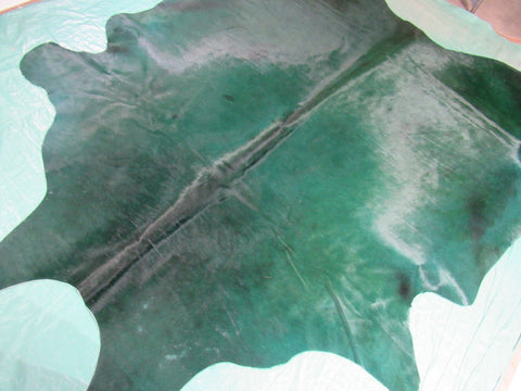 Dyed Emerald Green Cowhide Rug Size: 7.5x7.5 feet C-1435