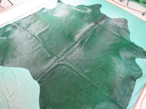 Dyed Emerald Green Cowhide Rug Size: 7 1/4x7 1/2 feet C-1436