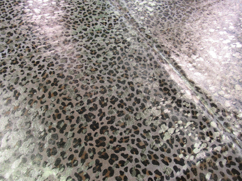 Leopard Print Cowhide Rug with Gold Metallic Acid Washed Size: 6 1/4x6 feet C-1440